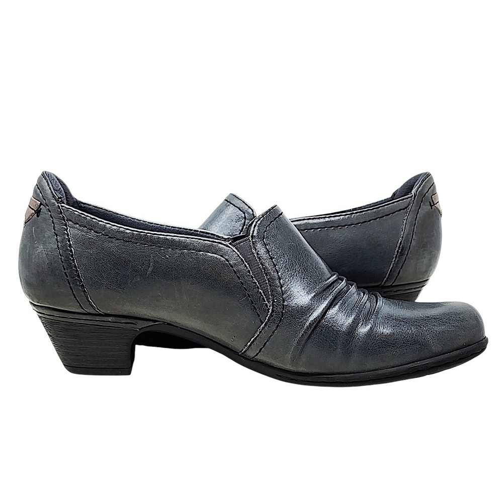 Rockport Adele Booties 8 Women Slate Gray Leather Ruched Slip On Career Comfort - Picture 7 of 12
